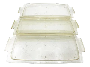 Mid-Century Modern Large Glitter Clear Lucite / Acrylic Serving Trays - 3 Pieces