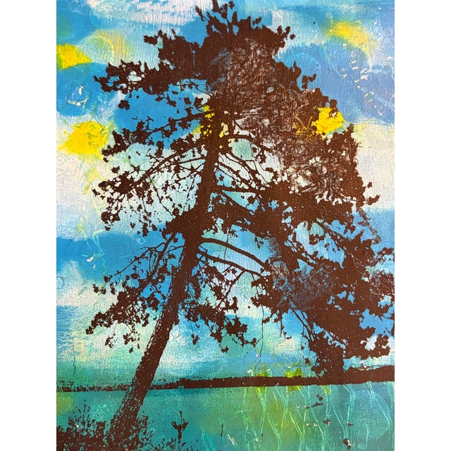 Mid-Century Modern Contemporary Monoprint “Lone Pine” by Sandra Wright For Sale - Image 3 of 3