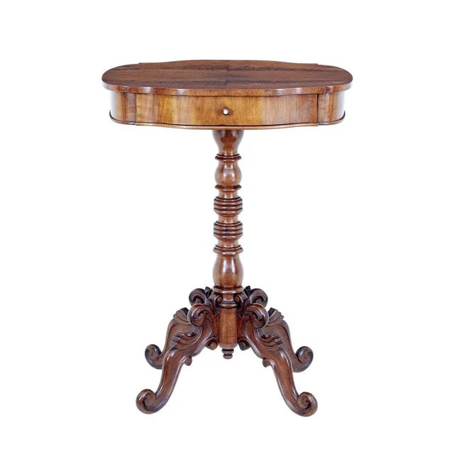 Wood 19th Century Carved Flame Mahogany Side Table For Sale - Image 7 of 9