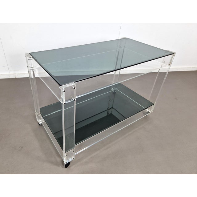 1970s Acrylic and Smoked Glass Trolley, 1970s For Sale - Image 5 of 9