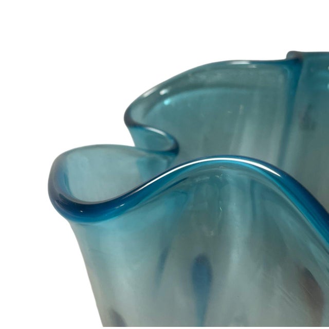 Blue Enrico Cammozzo Signed Murano Glass Vase. Italy, Late 20th Century. For Sale - Image 8 of 10