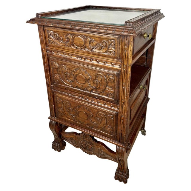 Victorian Carved Oak Serving Cabinet, 1920s For Sale - Image 14 of 14