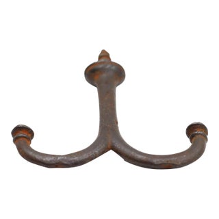 Vintage Cast Iron Double Arm Ceiling Mount Hook For Sale
