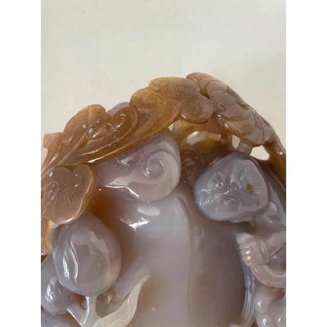 Vintage 1980s Chinese Tongzi Boy Purple Jade Sculpture, Dongyang Dynasty For Sale - Image 11 of 12