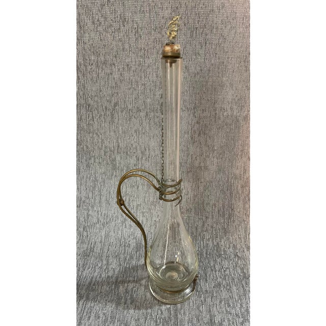 Vintage Brass and Hand Blown Glass Decanter, 1890s For Sale - Image 8 of 8