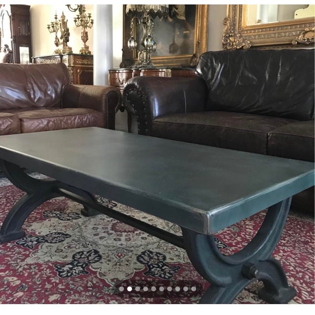 Solid and heavy metal vintage coffee table RH’s industrial collection. A reproduction of a 1940s cooling rack for...