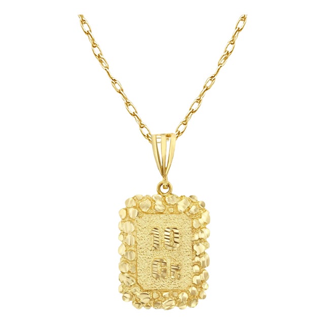 10 Gram Nugget Charm with Diamond Cuts 10K Yellow Gold For Sale