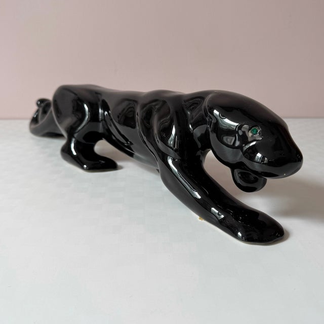 Royal Haeger Vintage Ceramic Black Panther Statue For Sale - Image 4 of 9