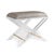 Uber chic clear lucite X shaped accent upholstery--our Delano Bench is the perfect vanity stool and/or designer accent...
