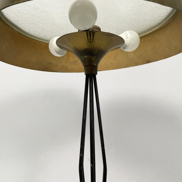 Mid-Century Modern Italian Brass and Glass and Black Metal Table Lamp by Max Ingrand for Fontana Arte, 1950s For Sale - Image 9 of 18