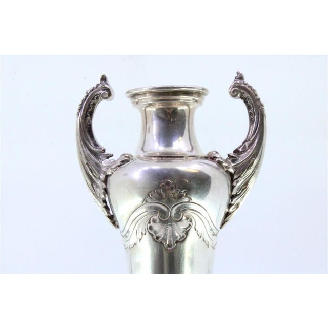 Silver Vase with Engravings and Raised Handles For Sale - Image 3 of 7