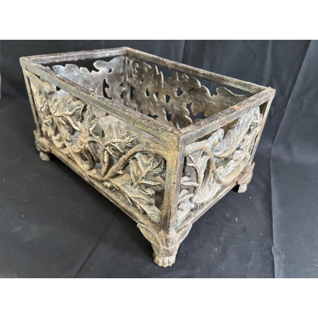 Cast iron rectangular planter on feet
