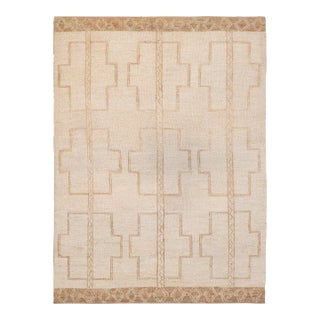 9x12Ft. Natural Beige Jute Brown Taureg Inspired Soumek Jute Wool Hand Woven Rug For Sale