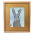 Folk Art Gray Bunny Rabbit Hare Oil Painting Including the Antiqued Gold Wood Frame For Sale