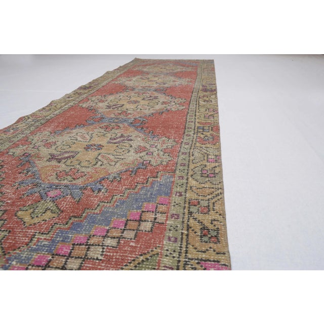1970's Warm Vintage Turkish Hand-Knotted Hallway Runner Rug 2'9" X 9'2" For Sale - Image 9 of 13