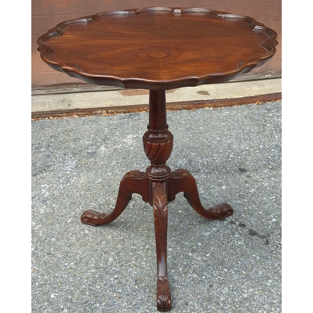 Brown Refinished George III Style Mahogany Pie Crust Tea, Wine, Side Table, Circa 1880 For Sale - Image 8 of 11