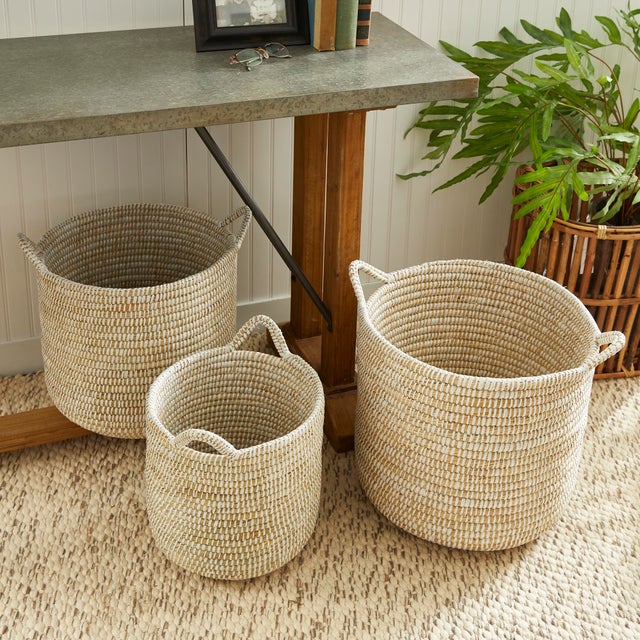 Early 21st Century Rivergrass Round Baskets With Handles, Set Of 3 For Sale - Image 5 of 6