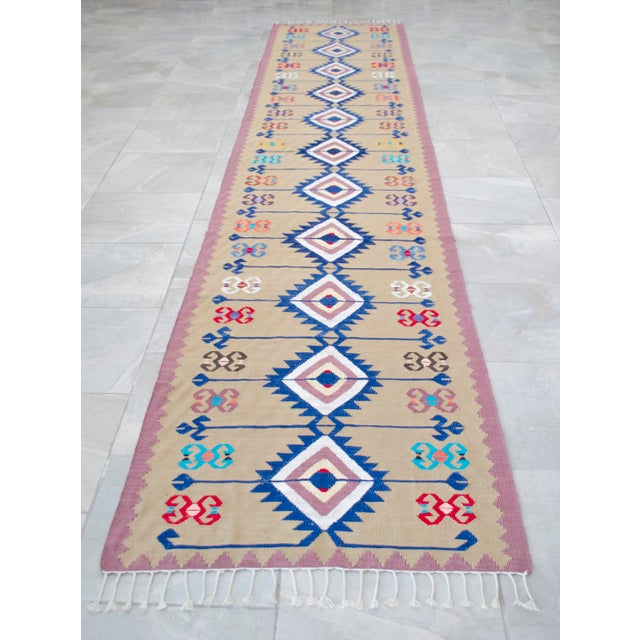 Hand Woven Silk Runner Rug . Traditional Anatolian Design Hallway Long Runner Rug Stair Runner New - 2′8″ X 14′4″ For Sale - Image 6 of 15