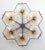 Italian midcentury flush mount with six amber Murano glass shades carefully hand blown with bubbles inside the glass using...