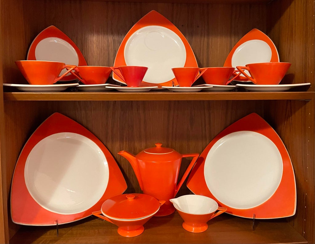 1920s Art Deco Salem Tricorne Streamline Mandarin Orange Coffee