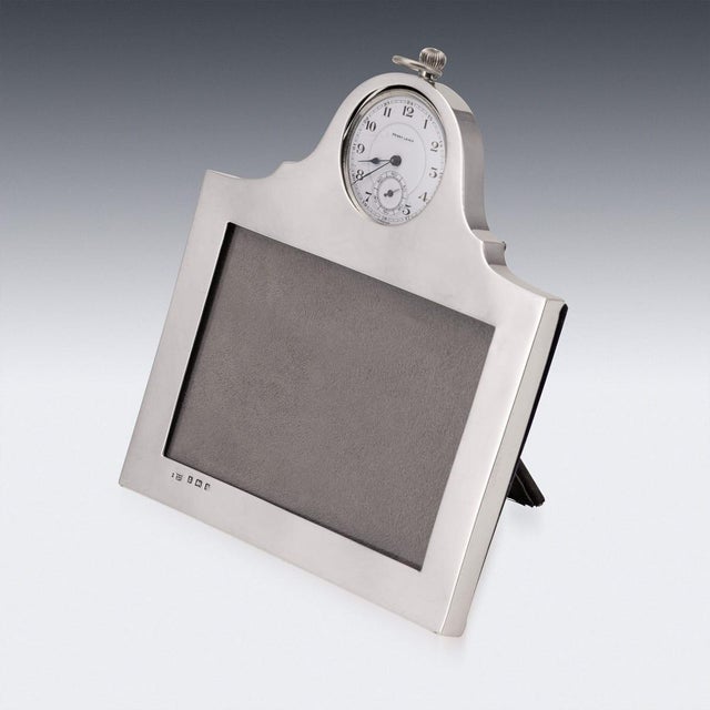 Antique Silver Photograph Frame with Built-In Clock, 1902 For Sale - Image 3 of 8