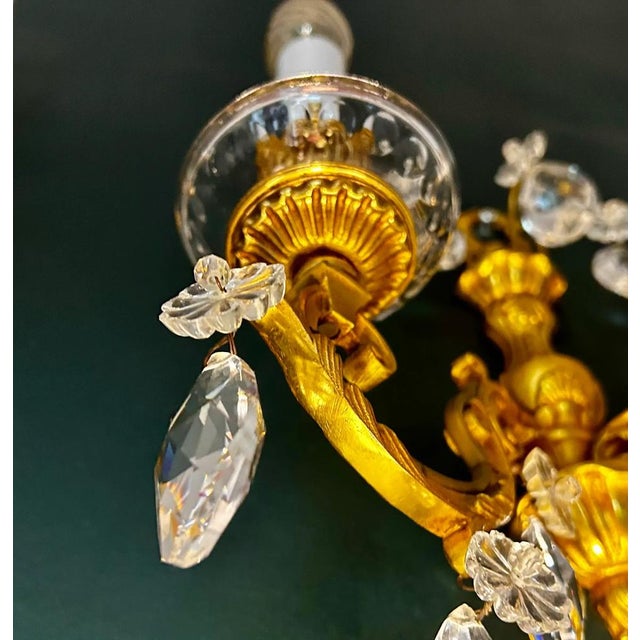 19th Century Louis XVI Wall Sconces in Gilt Bronze & Crystal, 1880s, Set of 2 For Sale - Image 6 of 11