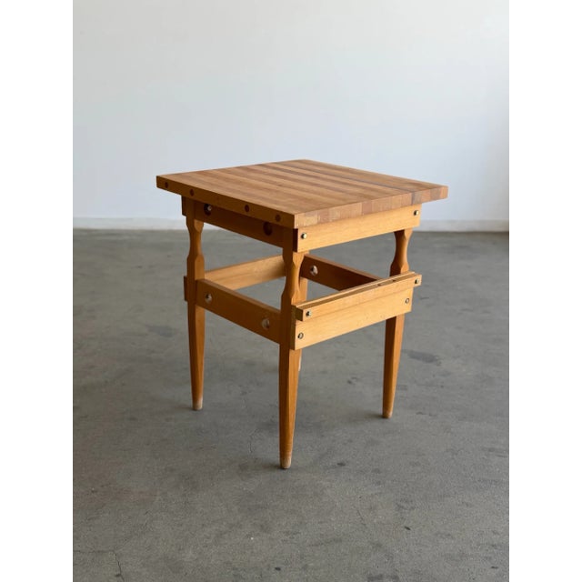 Vintage Butcher Block Top Side Table For Sale - Image 9 of 13