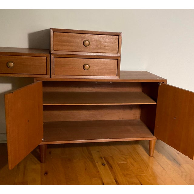 Vintage Mengel Permanized Furniture Modular Four Piece Desk MidCentury Modern, Circa 1950's