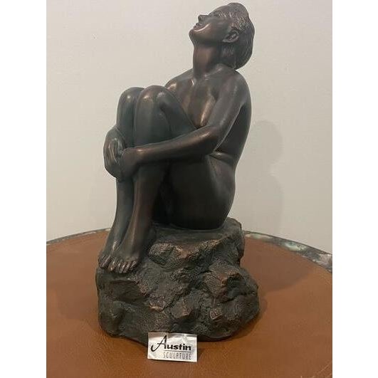 Austin Productions Art Deco Seated Woman Sculpture in Durastone For Sale - Image 9 of 14