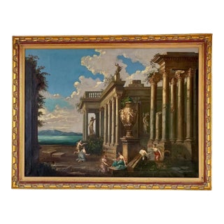 Architectural Capriccio of Roman Ancient Ruins With Figures. For Sale