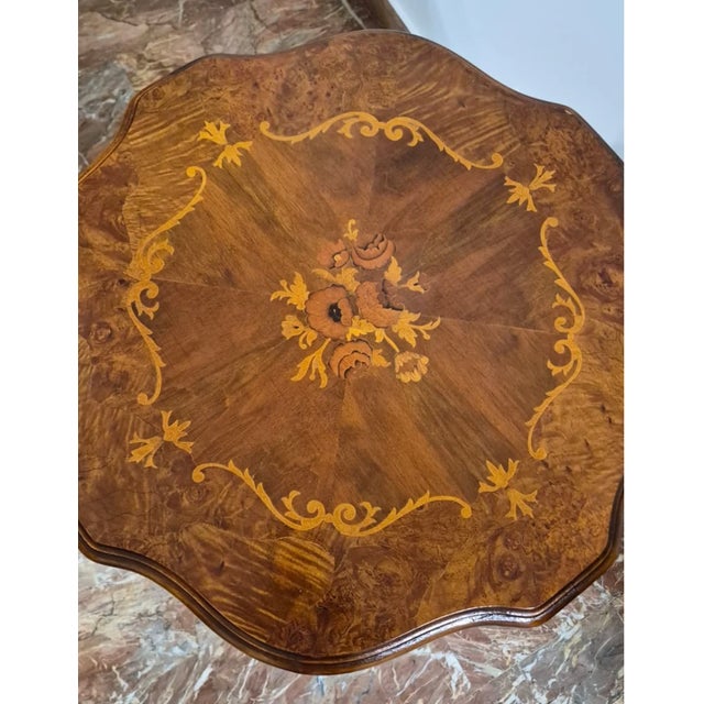 Italian Mid-20th Century Italian Rococo Revival Marquetry Side Table For Sale - Image 3 of 5