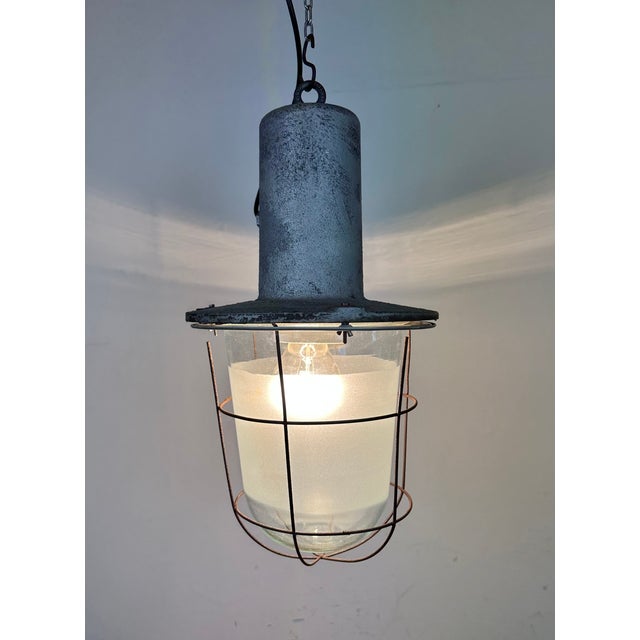 Large Industrial Cast Aluminium Cage Pendant Light, 1960s For Sale - Image 14 of 16