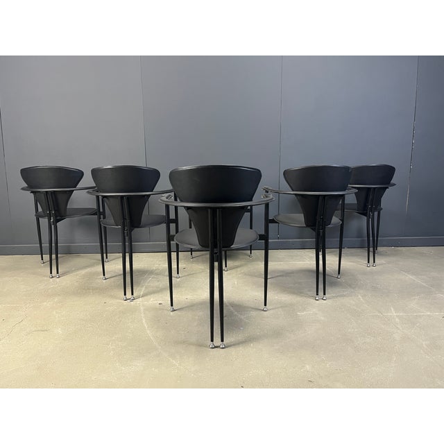 Vintage Leather Armchairs from Arrben, Italy, 1980s, Set of 6 For Sale - Image 7 of 10