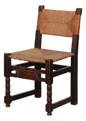 Straw-Seated Wood Chair, France, 1940s