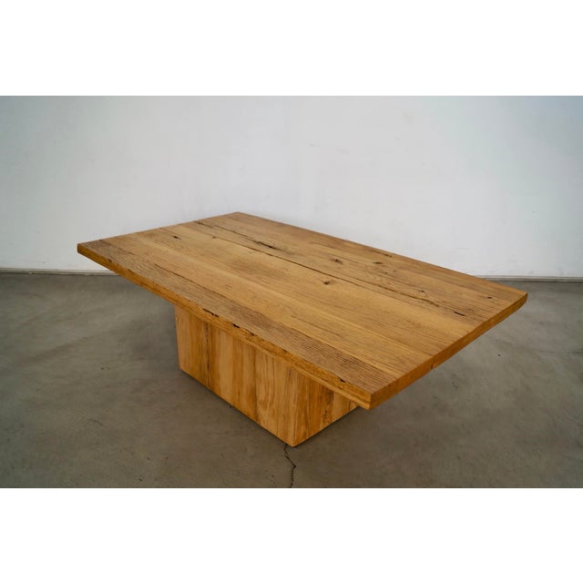 2010s Restoration Hardware Reclaimed Rustic Oak Plinth Coffee Table For Sale - Image 5 of 12