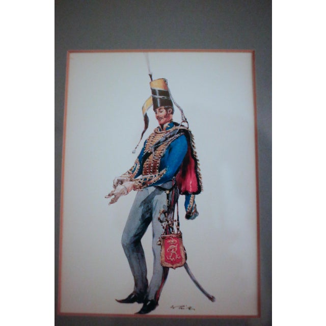 Set of Nine Framed Vintage Wolfgang Tritt Lithographs Depicting 18th C. Military Uniforms For Sale - Image 12 of 16