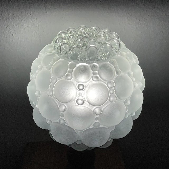 Brown Mid-Century Wood Wooden & Bubble Glass Buffet Table Lamp, 1970s For Sale - Image 8 of 16