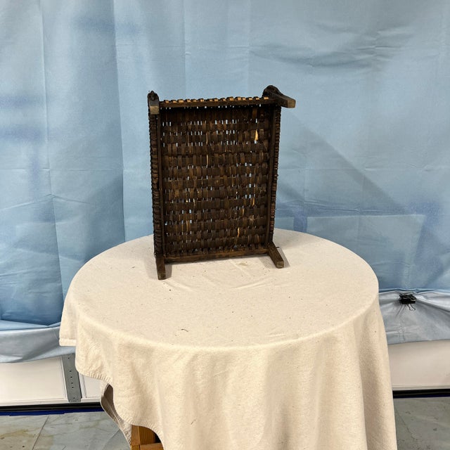 Antique Peg Construction Primitive Farmhouse Style Kindling Holder For Sale - Image 6 of 10