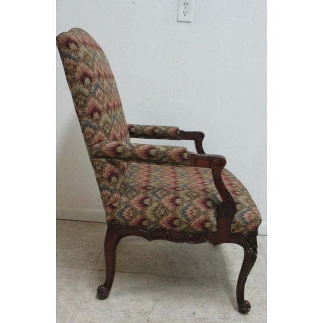 1980s Baker Furniture French Carved Leg Living Room Lounge Arm Club Chair B For Sale - Image 9 of 12