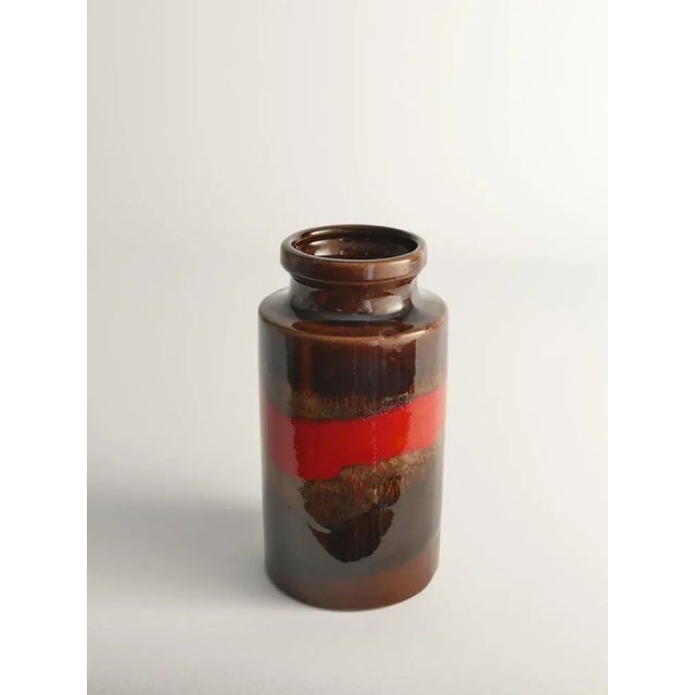 1960s Mid-Century Modern Fat Lava Red and Brown Stoneware Vase by Scheurich, W Germany, 1960s For Sale - Image 5 of 10