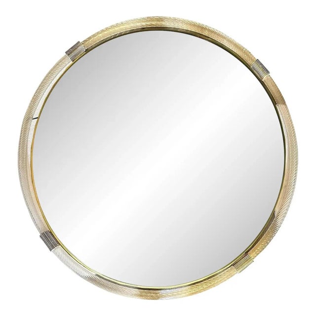 Gold Italian Grand Murano Glass Venetian Wall Mirror by Simoeng For Sale - Image 8 of 8