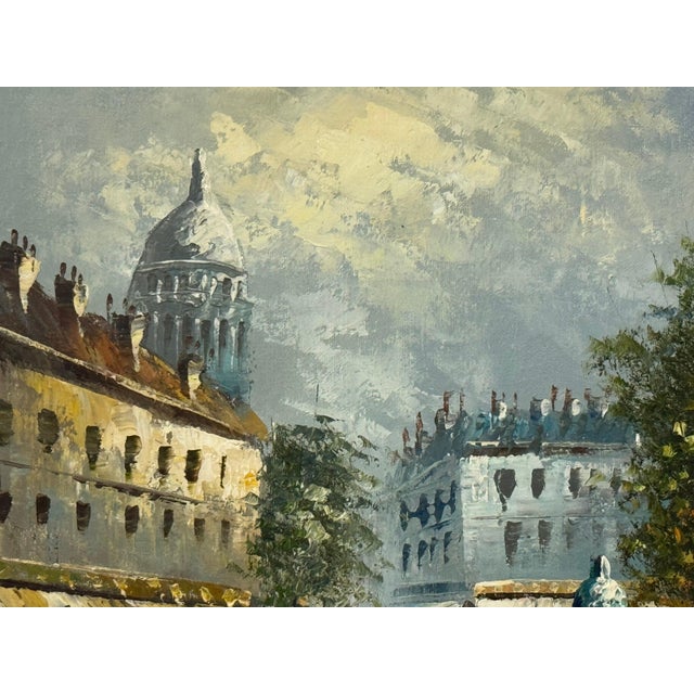 Late 20th Century Parisian Street Scene with Figures by British Artist 1980 Circa For Sale - Image 5 of 14