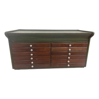 Antique Green Painted Dental Cabinet Two Sided Drawers With Porcelain Knobs Collectors For Sale