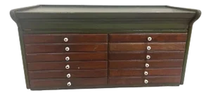 Antique Green Painted Dental Cabinet Two Sided Drawers With Porcelain Knobs Collectors