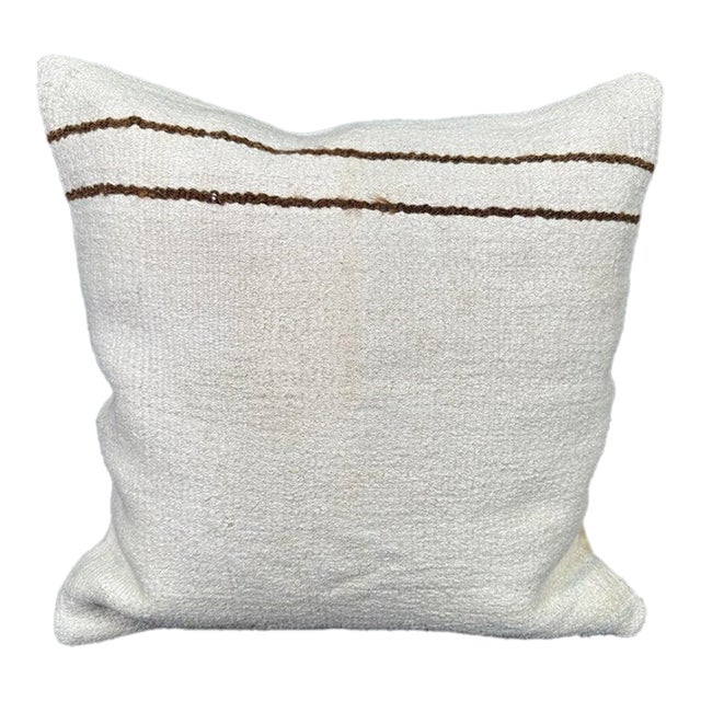 Turkish Hemp Pillow Cushion Natural Beige Brown Cushion Cover 20"x20" For Sale