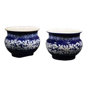 Late 19th Century South East Asia Pair of Porcelain Cachepots