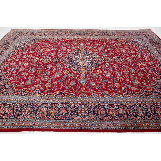8 X 12 Vintage Red Kashan Handknotted Persian Wool Rug With Rosette Motif For Sale In New York - Image 6 of 10