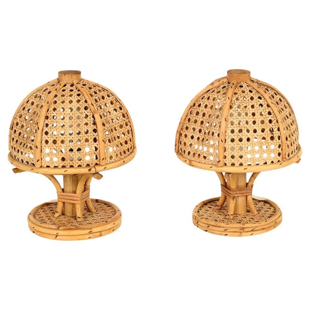 Table Lamps in Bamboo, Rattan and Vienna Straw by Louis Sognot, Italy, 1960s, Set of 2 For Sale - Image 13 of 13