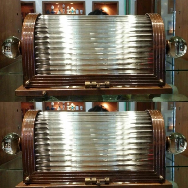 Vintage Art Deco Bronze Case & Glass Rod Wall Sconces - a Pair For Sale - Image 9 of 9