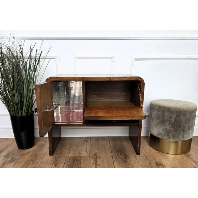 Brown Vintage Italian Art Deco Walnut and Mosaic Cocktail Cabinet, 1940s For Sale - Image 8 of 12